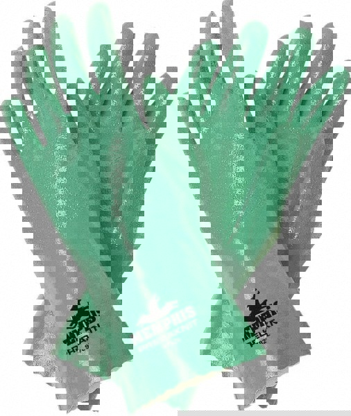 Chemical Resistant Gloves: X-Large, 14 mil Thick, Nitrile, Supported